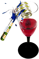 a new year party drink with a noise maker